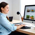 A focused individual, fully clothed in professional business attire, seated comfortably at a sleek, minimalist desk in a bright, modern home office. The person is meticulously organizing culinary travel photos on a large monitor, with a laptop open displaying folder structures and photo editing software. A few subtle, travel-inspired culinary items are visible on the desk, adding character. The office is clean and well-lit, with natural light coming from a large window. Professional photography, high resolution, soft studio lighting, perfect anatomy, correct proportions, natural pose, well-formed hands, proper finger count, natural body proportions, safe for work, appropriate content, fully clothed, modest clothing, family-friendly, professional dress.