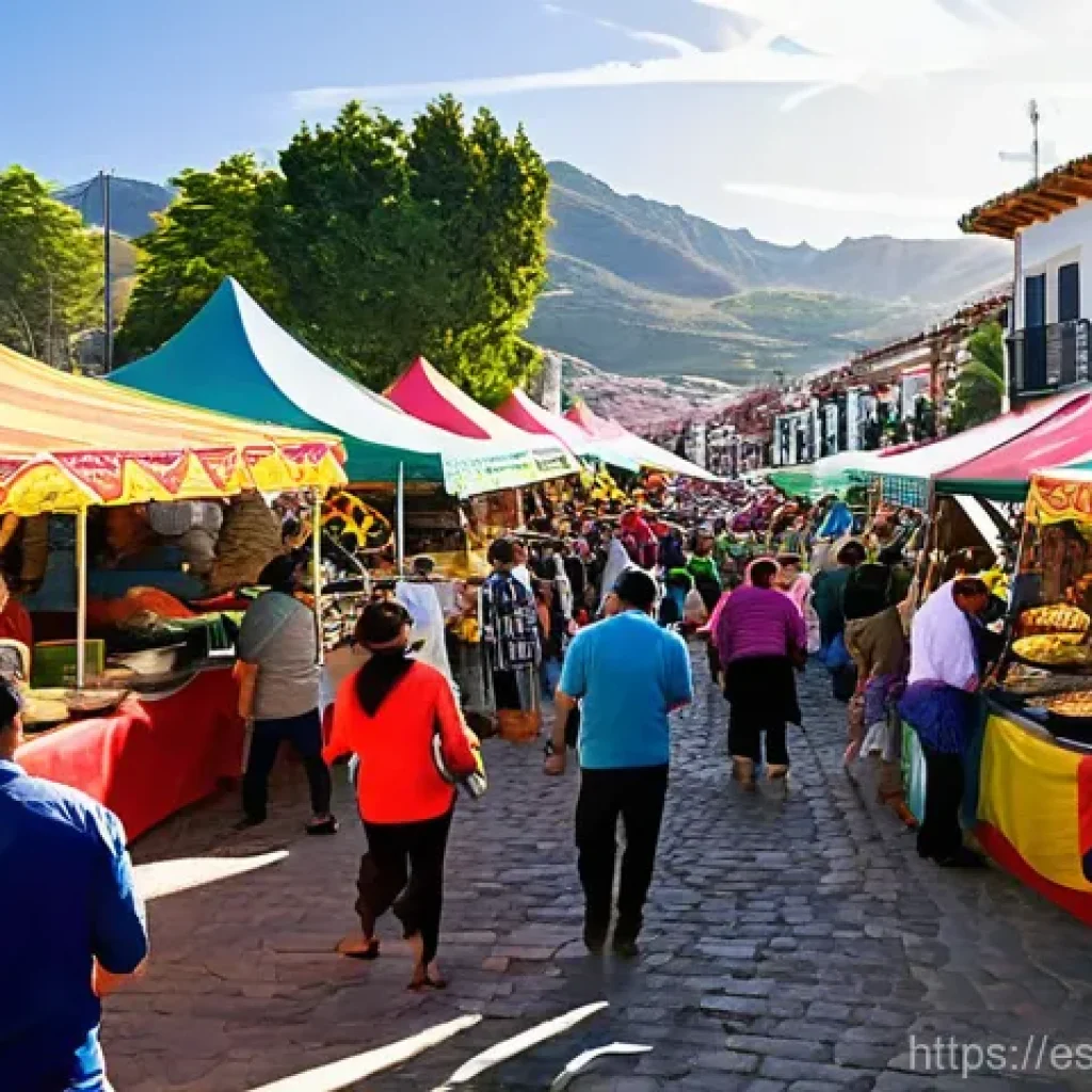전국의 유명한 음식 축제 정보 공유하기 - **Vibrant Culinary Festival in a Spanish-Speaking Town:** A bustling, sun-drenched outdoor food fest...