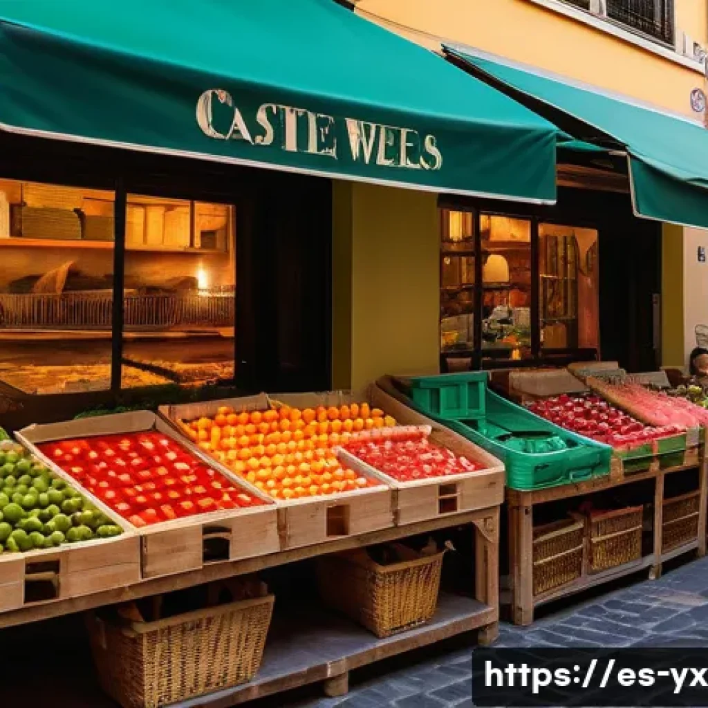 전통시장 탐방으로 즐기는 식도락 여행 - A vibrant traditional Spanish market scene at dawn, featuring colorful stalls overflowing with fresh...