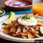 여행 중 특별한 아침식사 아이디어 - A vibrant Mexican breakfast scene featuring a rustic wooden table set outdoors in Oaxaca, displaying...