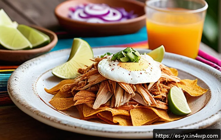 여행 중 특별한 아침식사 아이디어 - A vibrant Mexican breakfast scene featuring a rustic wooden table set outdoors in Oaxaca, displaying...