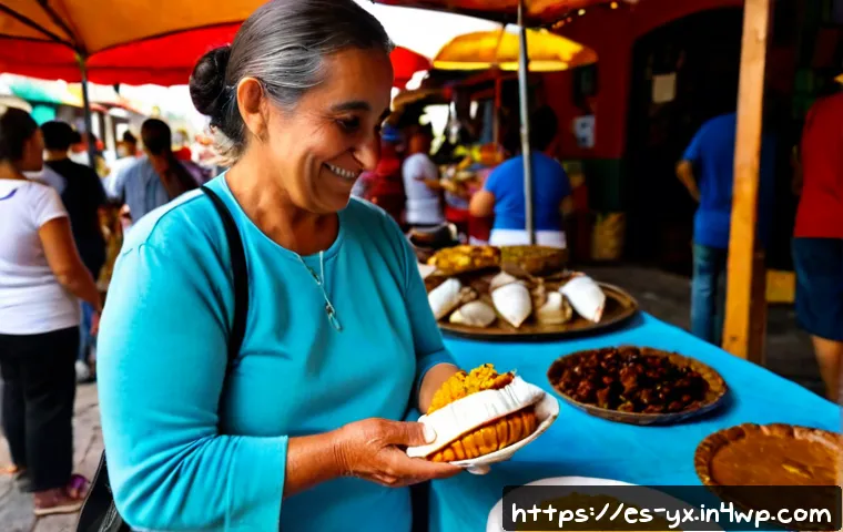 Home 17 특별한 음식을 찾는 방법 - Photorealistic scene of a Spanish-speaking traveler discovering special local food at a vibrant Mexi...